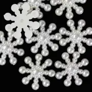 25 Shiny Resin Pearl Snowflakes Flatback Beads Crafts Scrapbooking