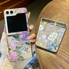 Case For Samsung Galaxy Z Flip6 Flip5 Flip4 Floral Clear Folding Hard Slim Cover