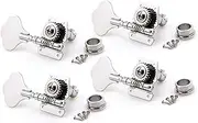 Parliky 4r Bass Tuners Silver Bass Guitar Machine Head Elephant Ear Tuning Pegs 1:24 Gear Ratio Hard Zinc Alloy Bass Guitar Replacement