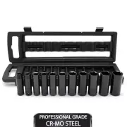 1/2 In. Drive Metric 6-Point Impact Socket Set with Storage Case (11-Piece)