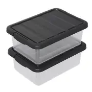 14 L Clear Storage Box with Black Lid, Plastic Stackable Container Organizer,...