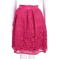 在飛比找Yahoo奇摩購物中心優惠-ALBERTA FERRETTI 桃紅色蕾絲及膝裙