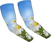 [FHEDVBN] Spring Daisy Flowers Arm Sleeves Compression Arm Covers for Men Women Outdoor Sun Sleeves Cooling Sports Sleeve, Black