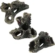 DRESSOOS 3pcs Decorations Betta Fish Tank Cave Decoration Resin Log for Freshwater Aquarium