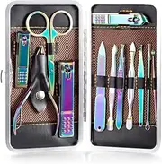 KLVN 7-15 Pieces Manicure Set Nail Clippers Pedicure Stainless Steel Rainbow Nail Cutter Scissor Household Nail kit Professional Set(12pcs Rainbow)
