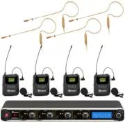 AVTronics 200-Channel UHF Wireless Mic System 4 ear-worn and 4 lapels