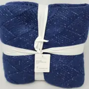 Pottery Barn McCade Basketweave Throw Blanket Blue