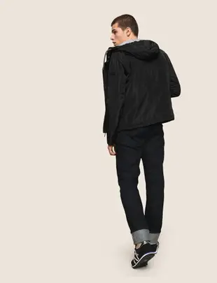 美國百分百【Armani Exchange】外套 AX 連帽 口戴 棉質 夾克 亞曼尼 男款 上衣 黑色 XS J616