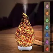 Sunseatop Vase Art Essential Oil Diffuser, Glass Aroma Waterless Diffuser with 7 Color Changing LED Light, Timer, for Home, Office