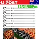 12~60Pcs Skewers Flat Metal BBQ Barbecue Skewer Stainless Steel Shish Skewers