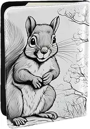 [JEJEA] Cartoon Squirrel Print Travel Organizer Credit Cards Case Passport BookPassport Holder Cover Wallet forTraveling,, Black, One Size