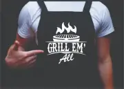Grill Em All Manly Apron Funny BBQ Apron, Men’s Apron