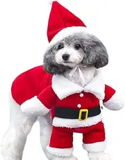 Dog Christmas Costume, Dog Christmas Outfit with Hat Dog Santa Costume Cat Santa Claus Suit for Small Dogs Cats Outfits Christmas Holiday Parties Warm Coat