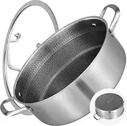 [LOLYKITCH] 7 QT Tri-Ply Stainless Steel Non Stick Sauté Pan with Lid,12 Inch Deep Frying Pan,Large Skillet,Jumbo Cooker,Induction Cooking Pan,Heavy Duty and Oven Safe.