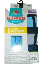 Boys New size XL 18/20 Breathable Micro-Mesh Boxer Briefs 5 Pack Assorted