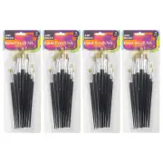 4x 9pc Art Boxd Artist Paint Brush Set Painting w/ Wooden Handle Assorted Black