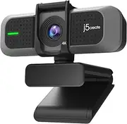 [j5create] 4K Wide Angle Webcam with Microphone/Privacy Cover for Video Conferencing, Streaming, Recording and Online Teaching, Supports Zoom, Skype, Teams, OBS and More (JVU430)