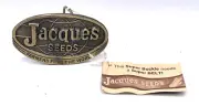 Vintage Jacques Hybrid Farm Seed Corn Advertising Belt Buckles USA w tag READ