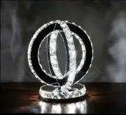 New Modern LUXURY two Round LED Crystal table Lamp Diamond Ring Desk Lighting