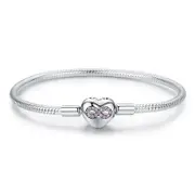 Sterling Silver Infinity Heart Charm Hypoallergenic Bracelet