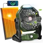 10800mAh Solar Powered Fan, 7W Solar Camping Fans & Led 10800mAh-Army Green