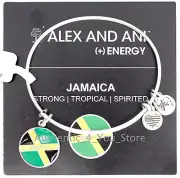 New Alex and Ani Jamaica Flag Silver Enamel Charm Bangle Bracelet