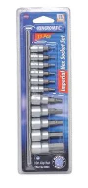 Kincrome K5024 - Hex Socket Set Short Series 11 Piece 1/4 & 3/8 Drive - Imperial