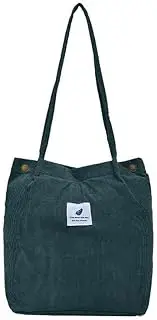 [AIMALL] Women's Corduroy Tote Shoulder Bag, Casual Large Capacity Handbag with Applique, Soft Canvas Messenger Purse for Travel Daily Shopping