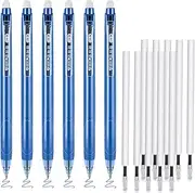 BAYTORY 16Pcs Erasable Gel Pens, 6Pcs Blue Ink Pens + 10Pcs Blue Refills, Fine Point 0.5 mm, Pens with Erasers for Journaling, Smooth Writing for Note Taking (Blue 16 Pieces)