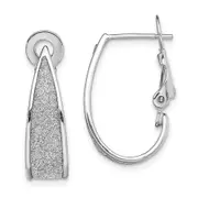 Sterling Silver Rh-Pltd Enamel Glitter Fabric Omega Back J-Hoop Earrings