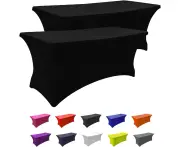 Spandex Table Cover Fitted Rectangular Tablecloth Stretchable Fabric Lycra Tablecloth 4 ft Wrinkle-Free , 2 Pcs