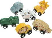 Generic 6pcs Animal Shaped Wooden Train for Safe and Wooden Train Car with Cute Animal Designs for Interactive Play and Learning