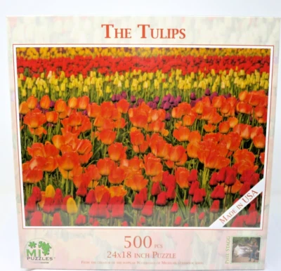 The Tulips Puzzle 500PCS Red Orange & Yellow Tulips 24x18 Jigsaw New