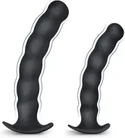 Anal Plug Trainer Kit, Pack of 2 Silicone Butt Plug Training Set Thread Anal Beads with Narrow Flared Base Adult Sex Toy for Men Women Sexbaby