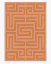 305' x 425' | Machine Washable Runner Rug | Kid & Pet Friendly | Indoor Rug | Maze Pink & Orange Rug | Ruggable