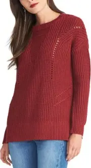 RACHEL Rachel Roy Womens Sweater Medium Pullover Float Cable Red M