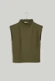 Madewell Womens Funnelneck Cropped Muscle Tee in Capers Green Size XS NO378