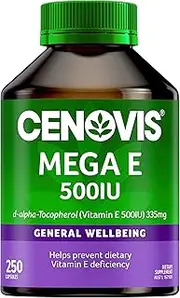 Cenovis Mega Vitamin E 500IU Capsules 250 - Supports Healthy Immune System Function in Elderly Individuals - Reduces Free Radical Damage to Body Cells– Supports General Health