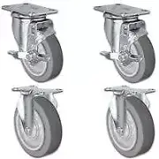 4" X 1.25" Thermo Plastic Rubber Caster Set of 4 - 2 Locking Swivel Casters & 2