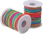 LORJE 2 Roll Elastic Beading Threads 100 Meters/Roll，Stretch Bead Craft Cord String Stretchy Bracelet String for Bracelet,Beading, Jewelry Making (0.8mm&1.0mm) (Rainbow Colors)