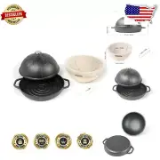 Pre-Seasoned Cast Iron Bread Oven Set with Cloche Lid & Proofing Basket - 11....