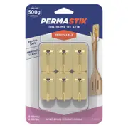 Permastik Small Brass Kitchen Hooks - 6 Pack
