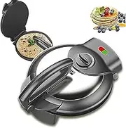 10 inch Non-stick Coating Roti Press Tortilla Maker, 1500W Electric Roti Maker Chapati Maker Machine, Double-Sided Heating Crepe Machine with Anti-scalding Handle and Indicator Lights for Family Resta