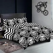 Luxor King Single Dark Skull Design Cotton Soft Quilt/Doona/Duvet Cover Set