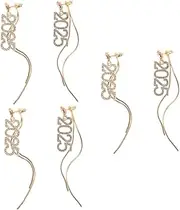[STOBOK] Earrings Tree of Life Threader Earrings Gold Hoop Earrings Gold Dangle Party Decorations Number Earring with Tassel Chain Drop Earrings Gold Jewelry Hooks Silver Alloy