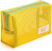 Mr. Pen- Mesh Pencil Case, Yellow Zipper Pouch, Small Makeup Bag, Cosmetic Purse Pouch, Cute Organization Bag