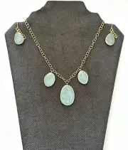 Argento Vivo Sterling Vermeil Aqua Chalcedony Necklace & Dangle Earring Set