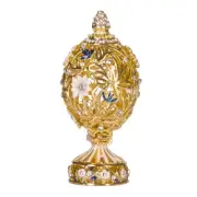 Faberge Carved Egg with Flowers and Butterfly 7 cm gold color