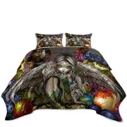 Silent Wisdom Owl Angel Wine and Fruits Coverlet