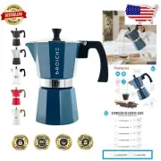Compact Moka Pot Espresso Percolator - Blue, Ideal for Stovetop & Camping Coffee
